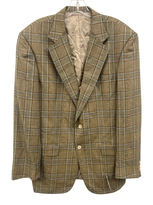 No Brand Brown & Multi Cashmere Plaid 2 Button Men's Blazer Brown & Multi / 42L