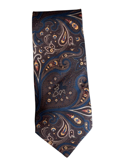 H Stockton Brown & Blue Silk Paisley Men's Ties Brown & Blue