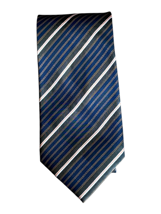Lanvin Blue & Green Silk Striped Men's Ties Blue & Green