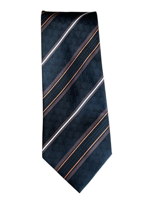 Lanvin Black & Orange Silk Striped Men's Ties Black & Orange