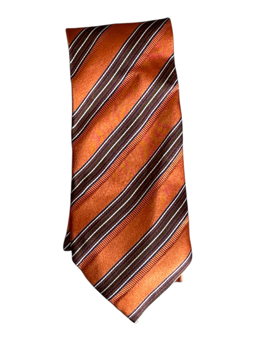 Roda Orange & Brown & Blue Silk Striped Men's Ties Orange & Brown & Blue