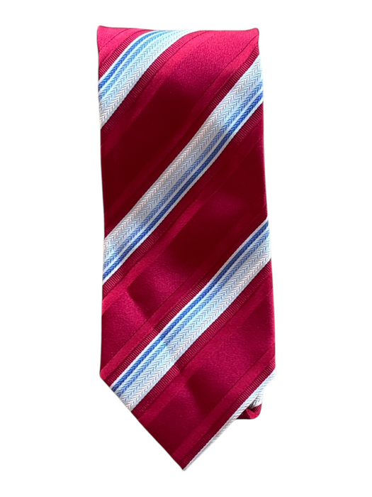 Ermenegildo Zegna Red, White & Blue Silk Striped Men's Tie Red, White & Blue