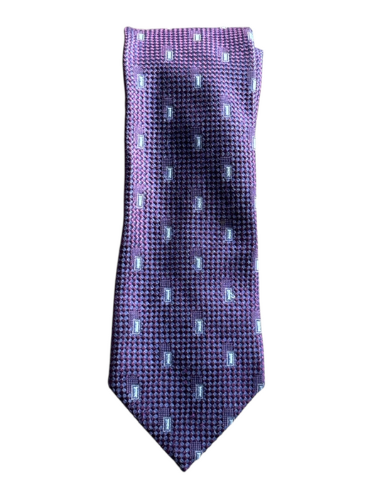 Ermenegildo Zegna Purple & White Silk All Over Print Men's Tie Purple & White