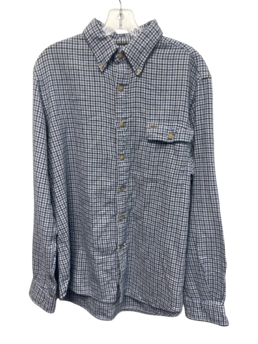 Ralph Lauren Size XL Blue, White & Gray Cotton Plaid Men's Long Sleeve Shirt Blue, White & Gray / XL
