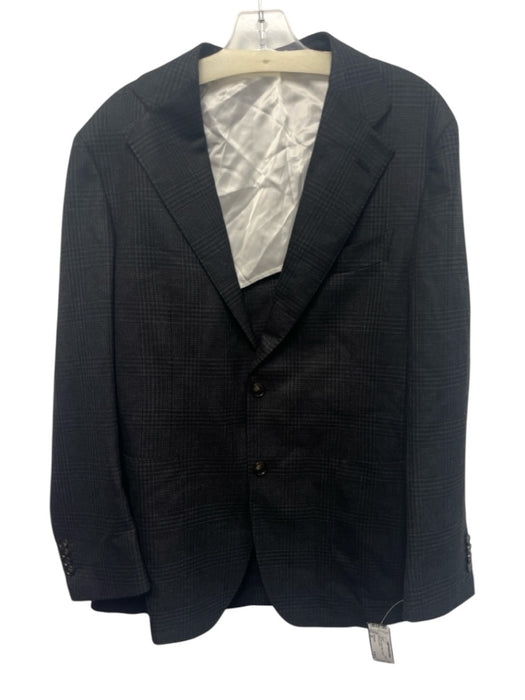 Suitsupply Dark Gray Wool Plaid 2 Button Men's Blazer Dark Gray / 26