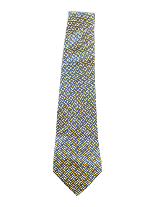 Ferragamo Blue & Multi Silk All Over Print Men's Tie Blue & Multi