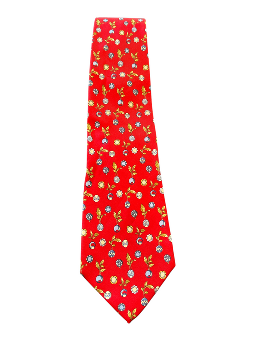 Ferragamo Red & Multi Silk All Over Print Men's Tie Red & Multi