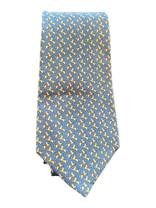 Ferragamo Blue & Multi Silk Horses Men's Tie Blue & Multi