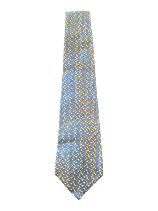 Ferragamo Blue & Multi Silk Horses Men's Tie Blue & Multi
