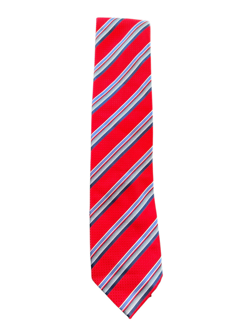 Brioni Red & Blue Silk Striped Men's Tie Red & Blue