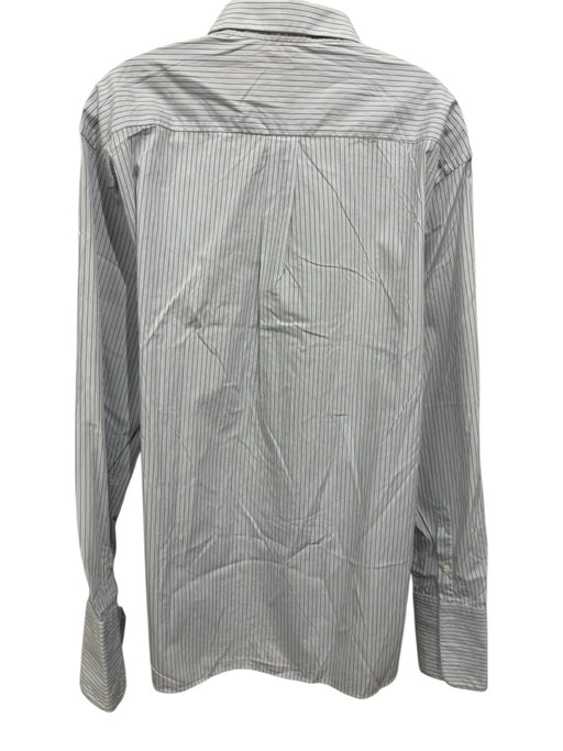 Armani Size 16.5 Blue & Brown Cotton Striped Button up Men's Long Sleeve Shirt Blue & Brown / 16.5