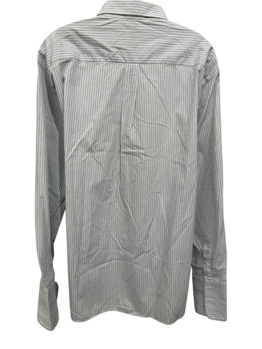 Armani Size 16.5 Blue & Brown Cotton Striped Button up Men's Long Sleeve Shirt Blue & Brown / 16.5