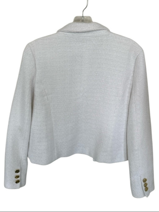 Nanette Lepore Size 10 White Polyester Tweed Gold Button Detail Collar Blazer White / 10