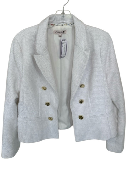 Nanette Lepore Size 10 White Polyester Tweed Gold Button Detail Collar Blazer White / 10