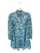 Tuckernuck Size L Blue Polyester Blend Floral Mesh Detail Ruffle collar Dress Blue / L