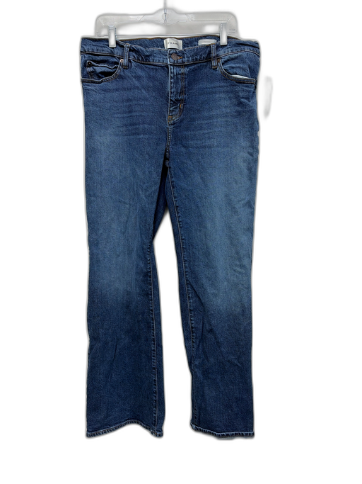 Frame Size 33 Medium dark wash Cotton Blend Denim 5 Pocket Relaxed Flare Jeans Medium dark wash / 33