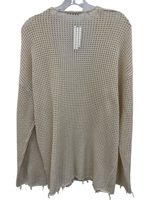 7 For All Mankind Size L Cream Cotton Long Sleeve V Neck Knit Sweater Cream / L