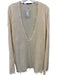 7 For All Mankind Size L Cream Cotton Long Sleeve V Neck Knit Sweater Cream / L