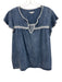 Rails Size XL Dark Wash Lyocell blend Ruffle Cap Sleeve Split Neck Top Dark Wash / XL