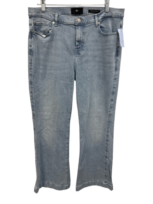 7 For All Mankind Size 33 Light Wash Cotton Denim Mid Rise Rhinestones Jeans Light Wash / 33