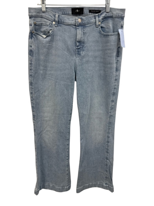 7 For All Mankind Size 33 Light Wash Cotton Denim Mid Rise Rhinestones Jeans Light Wash / 33