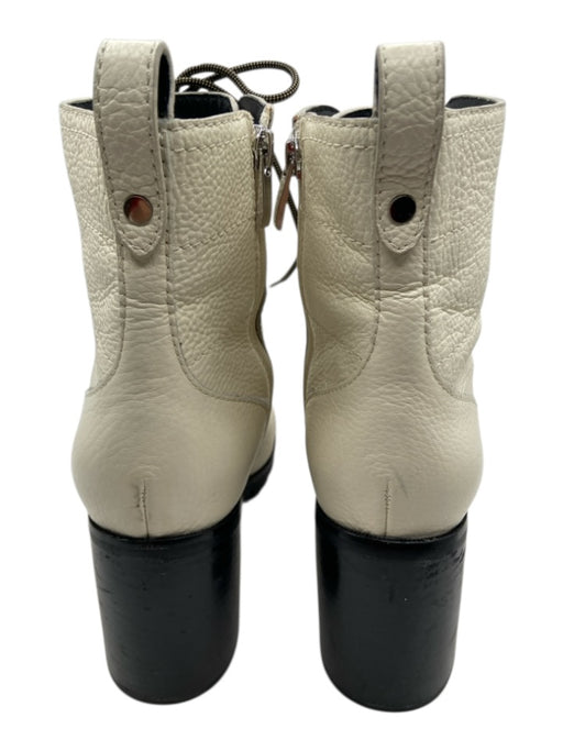 Paige Shoe Size 8.5 Cream Leather Side Zip Stitch Detail Lace Up Ankle Booties Cream / 8.5