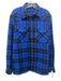 7 For All Mankind Size M Blue & Black Cotton Blend Plaid Men's Long Sleeve Shirt Blue & Black / M