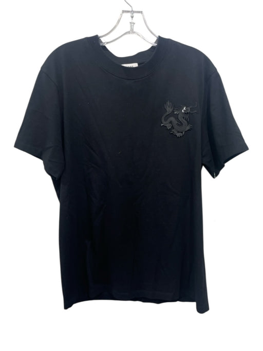 Sandro Size Est M Black Cotton Blend Solid T shirt Crew Men's Short Sleeve Black / Est M
