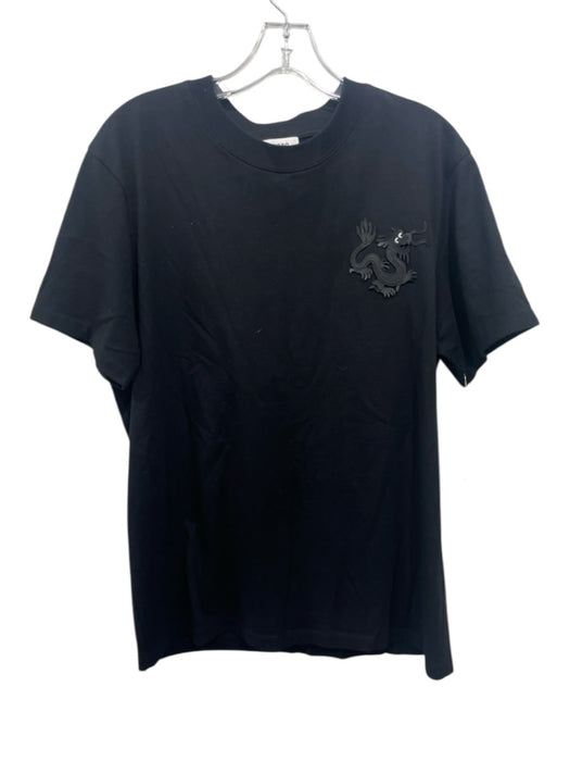 Sandro Size Est M Black Cotton Blend Solid T shirt Crew Men's Short Sleeve Black / Est M