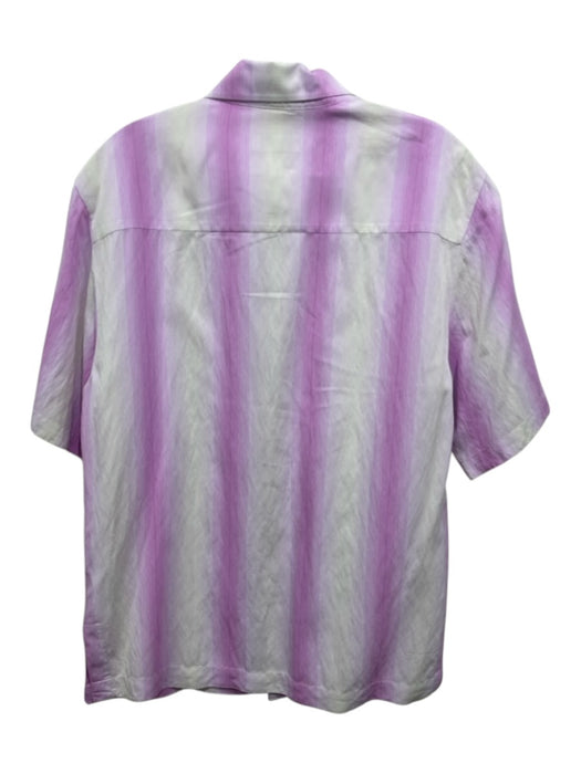 Sandro Size M Purple & White Cotton Blend Lines Button up Men's Short Sleeve Purple & White / M