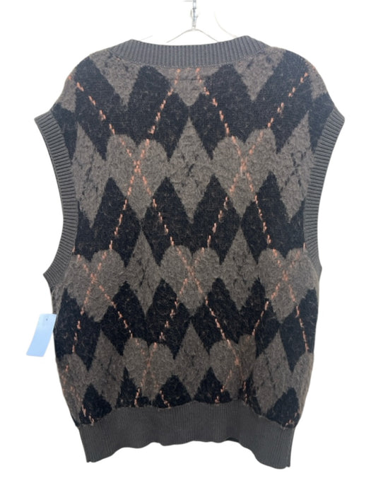 ALLSAINTS NWT Size M Gray & Black Wool Blend Argyle Vest V Neck Men's Sweater Gray & Black / M