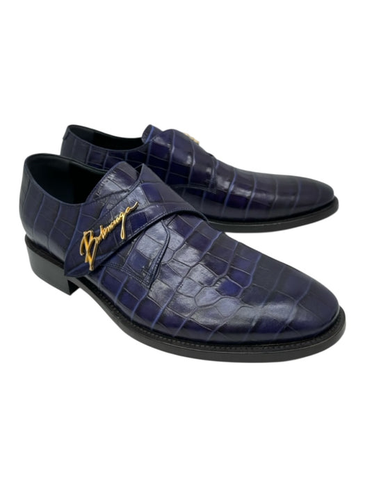 Balenciaga Shoe Size 41 Like New Blue Leather Embossed Single monk strap Shoes Blue / 41