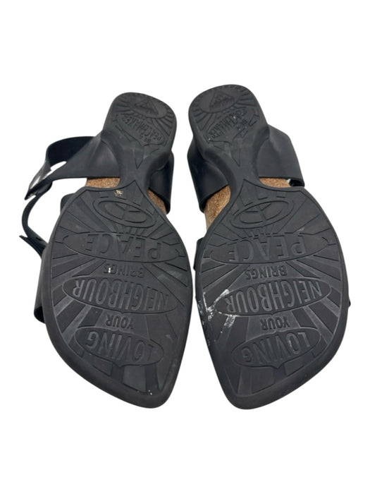 John Fluevog Shoe Size 8 Black Leather Solid Sandal Men's Shoes Black / 8
