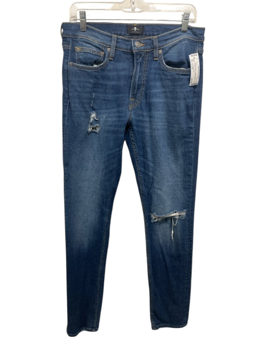 7 For All Mankind Size Est 30 med light wash Cotton Blend Distressed Jean Pants med light wash / Est 30