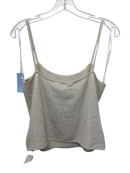 St John Size S Cream & Gold Wool Blend Knit Metallic Thread Spaghetti Strap Top Cream & Gold / S