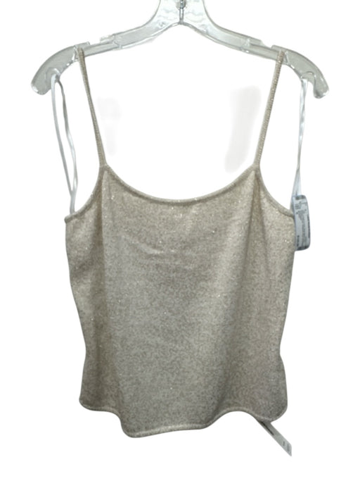 St John Size S Cream & Gold Wool Blend Knit Metallic Thread Spaghetti Strap Top Cream & Gold / S