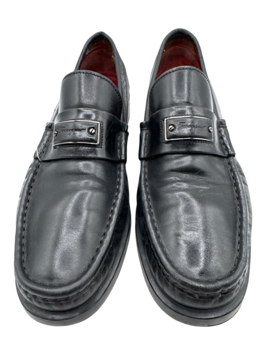 Salvatore Ferragamo Shoe Size 8.5 Black Leather Silver Hardware Penny Loafers Black / 8.5