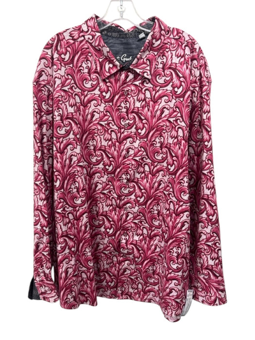 Robert Graham Size 4XL Red & Pink Cotton Blend Abstract Men's Long Sleeve Shirt Red & Pink / 4XL