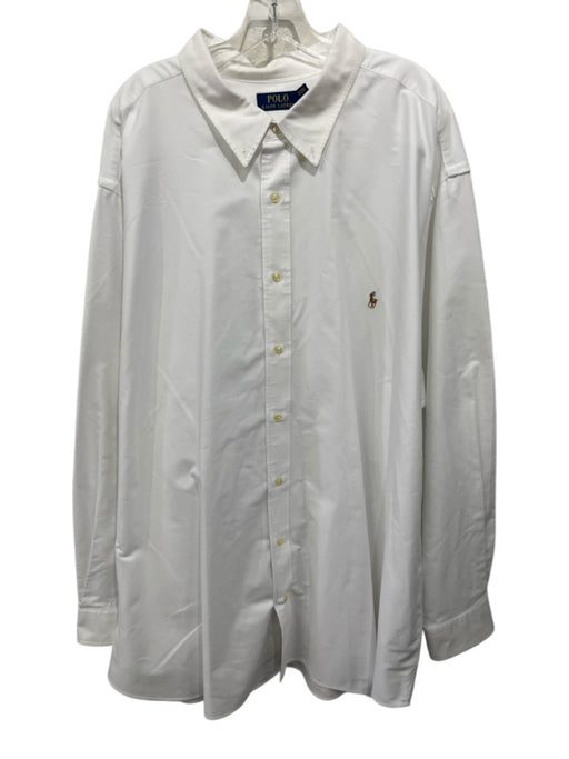 Polo Size 4XB White Cotton Solid Oxford Button up Men's Long Sleeve Shirt White / 4XB