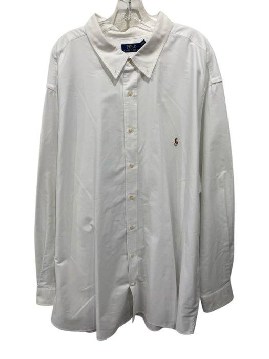 Polo Size 4XB White Cotton Solid Oxford Button up Men's Long Sleeve Shirt White / 4XB