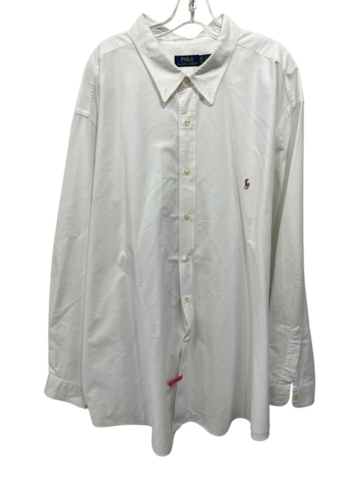 Polo Size 4XB White Cotton Solid Oxford Button up Men's Long Sleeve Shirt White / 4XB