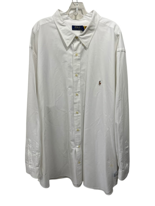 Polo Size 4XB White Cotton Solid Oxford Button up Men's Long Sleeve Shirt White / 4XB