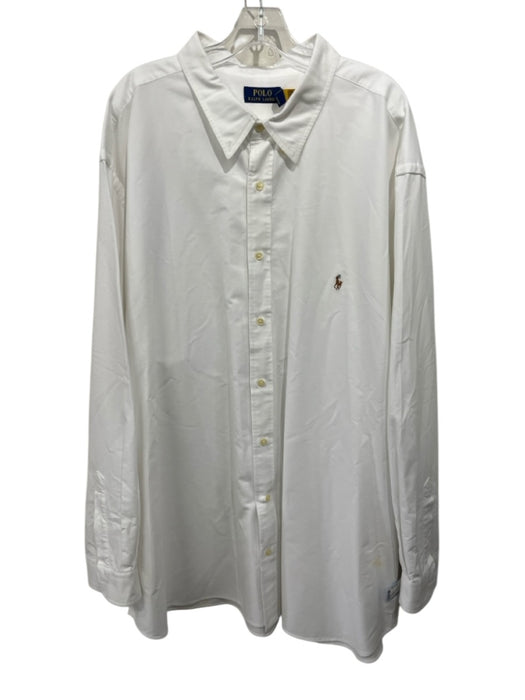 Polo Size 4XB White Cotton Solid Oxford Button up Men's Long Sleeve Shirt White / 4XB