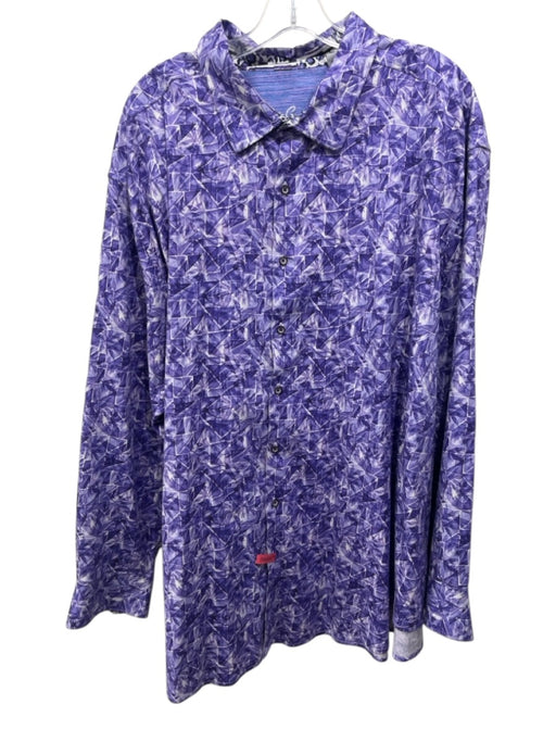 Robert Graham Size 4XL Purple Cotton Blend Abstract Button up Long Sleeve Shirt Purple / 4XL