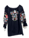 Free People Size XS Black & Multi Cotton Long Sleeve Floral Embroidery Dress Black & Multi / XS