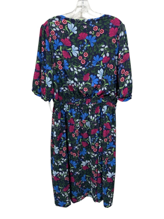 Draper James Size XL navy blue & multi Polyester Blend Metallic Thread Dress navy blue & multi / XL