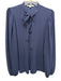 Elizabeth & James Size S Navy Blue Acetate Blend Tie Neck V Neck Top Navy Blue / S