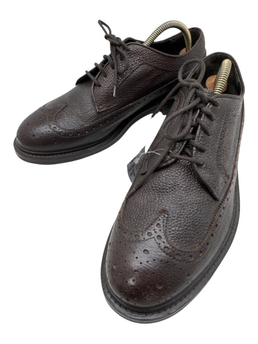 Suitsupply Shoe Size 42 Dark Brown Leather Solid Broguing Men's Shoes Dark Brown / 42