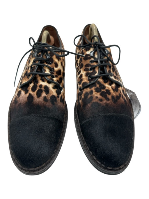 Jimmy Choo Shoe Size 9.5 Tan & Black Synthetic Cheetah Cap Toe Dress Men's Shoes Tan & Black / 9.5