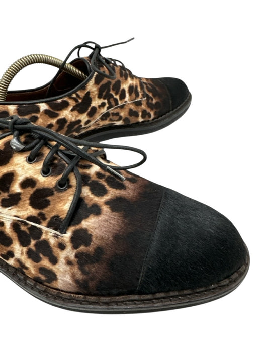 Jimmy Choo Shoe Size 9.5 Tan & Black Synthetic Cheetah Cap Toe Dress Men's Shoes Tan & Black / 9.5